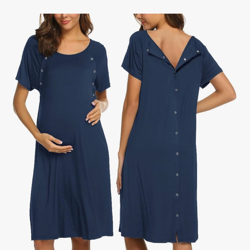 Women’s Nursing/Delivery/Labor/Hospital maternity nightgown with buttons
